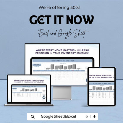 Inventory In and Out Template | Stock In Stock Out Spreadsheet | Excel & Google Sheets Inventory Tracker | Inventory Movement Log