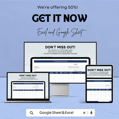 Sample Goods Delivery Note Sheet - Excel & Google Sheets Template for Easy Delivery Tracking