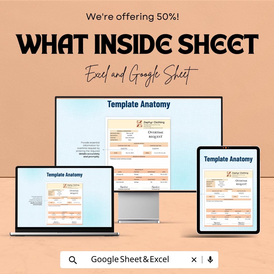 Overtime Request Form - Editable Excel & Google Sheets Template for Employee Overtime Tracking