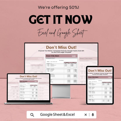 Non Profit Ledger Template Excel Google Sheets | Nonprofit Accounting Spreadsheet | Fund Tracking Template | Charity Financial Ledger |