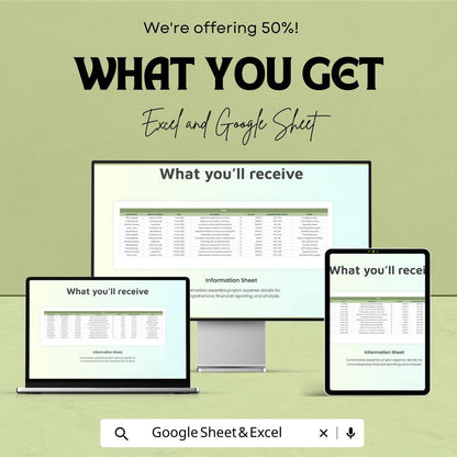 Project Expense Report Sheet | Excel & Google Sheets Template | Budget Tracker | Expense Log | Financial Report Sheet | Instant Download