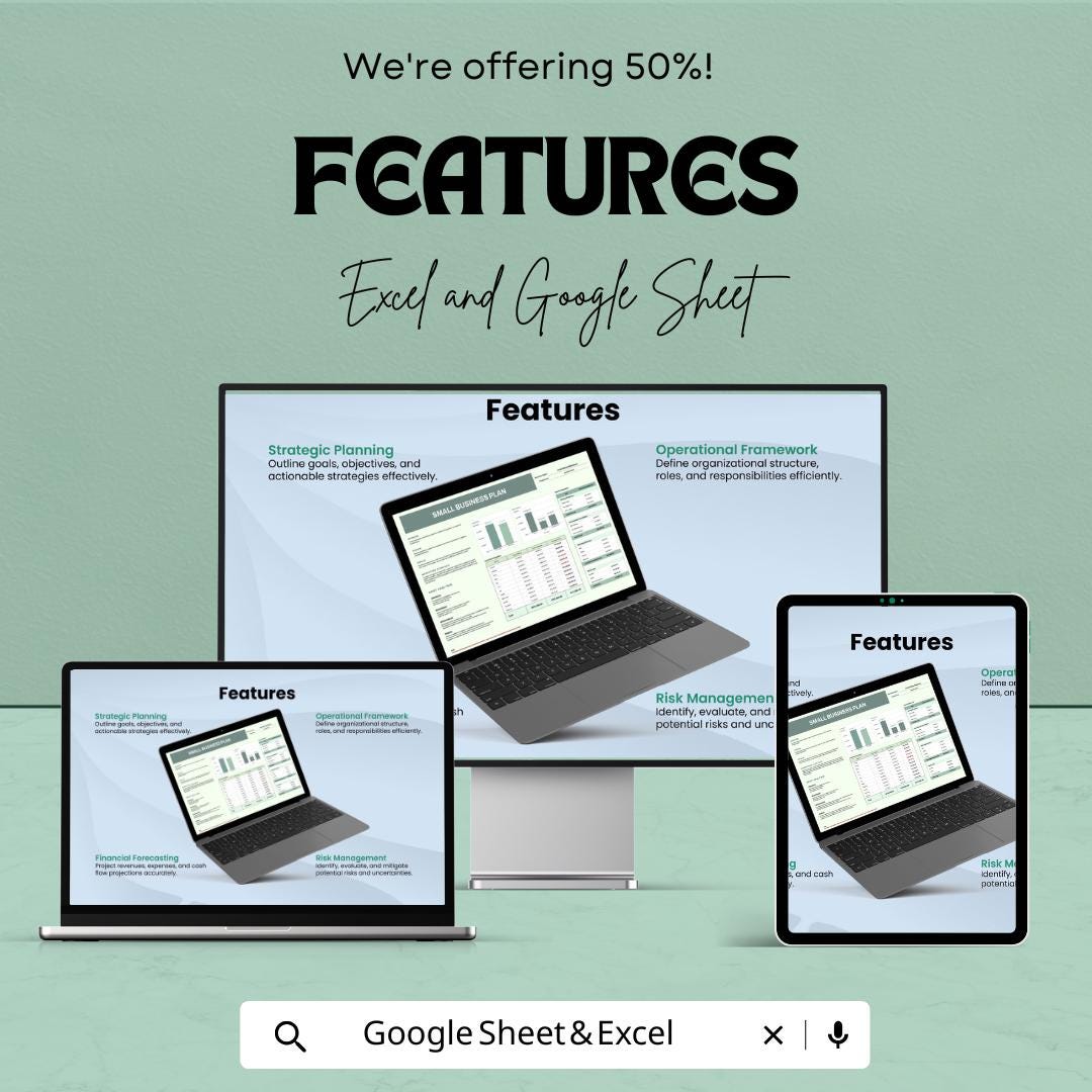 Small Business Plan Sheet – Excel and Google Sheets Template for Strategic Planning & Financial Projections