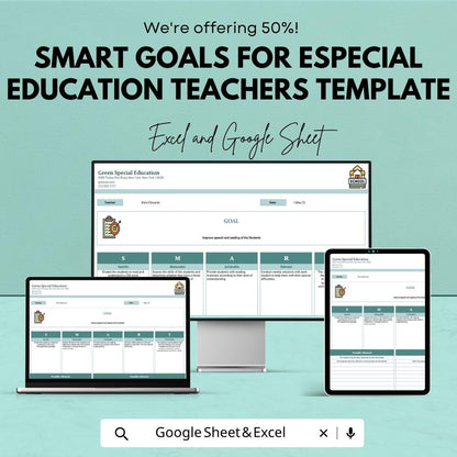 SMART Goals Special Education Template | IEP Goal Planner Spreadsheet | Special Ed Teacher Toolkit | Excel & Google Sheets | Student Goal