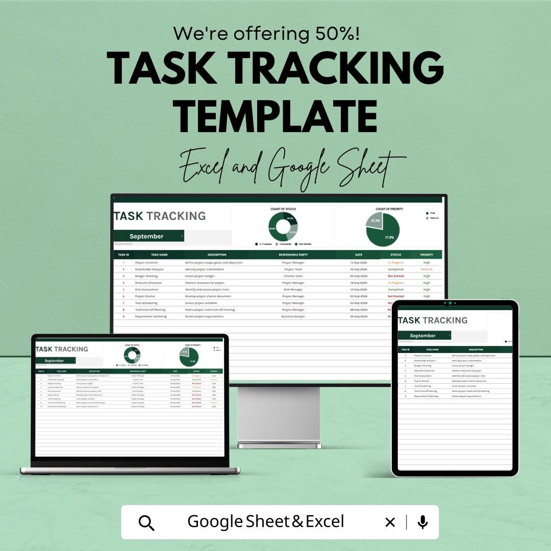 Task Tracking Template, Project Task Manager, To-Do List Spreadsheet, Team Task Organizer, Excel & Google Sheets Planner, Workflow Tracker