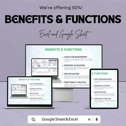 Finance Project Template | Project Budget Planner | Cost Forecasting Spreadsheet | Expense Tracking Sheet