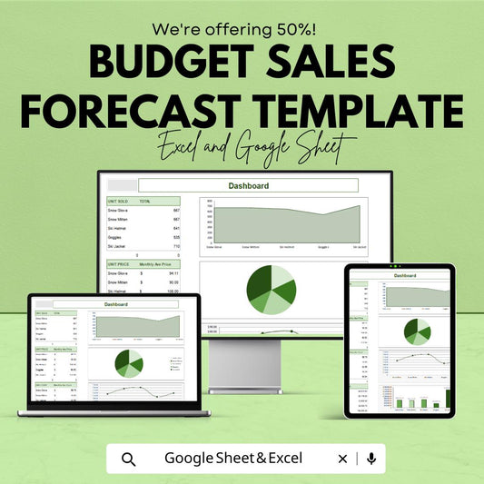 Budget Sales Forecast Template | Excel & Google Sheets | Sales Projection Spreadsheet | Business Forecast Planner
