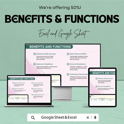 Finance Audit Evidence Compilation Template | Audit Documentation Sheet | Compliance Tracking Template | Financial Audit Workbook