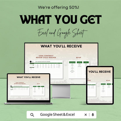 Legal Contract Review Tracker, Contract Review Cycle Template, Law Office Contract Management, Excel & Google Sheets Legal Workflow Tool