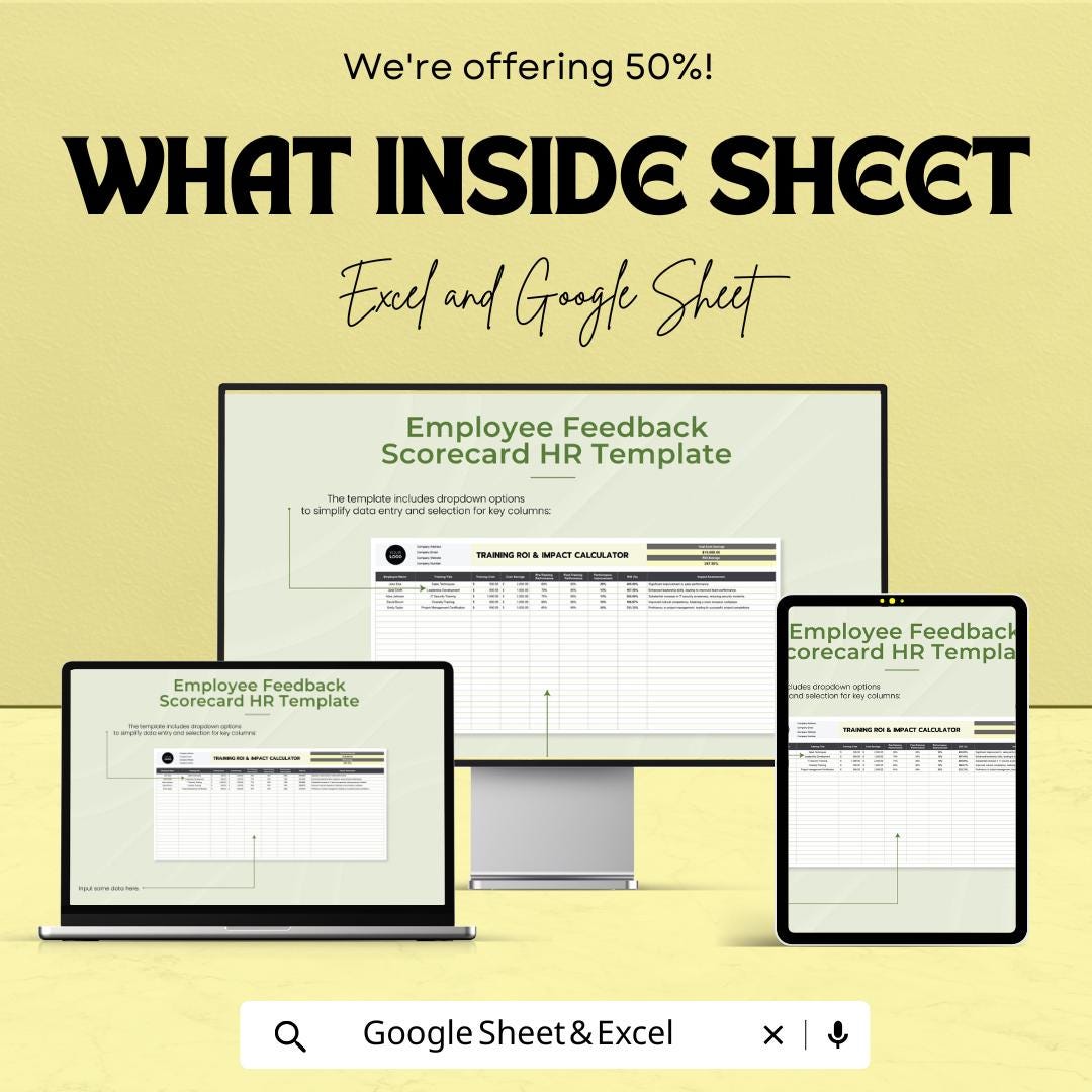 Training ROI & Impact Calculator HR Template | Employee Training Roi Tracker | HR Analytics Excel and Google Sheets