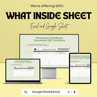 Training ROI & Impact Calculator HR Template | Employee Training Roi Tracker | HR Analytics Excel and Google Sheets