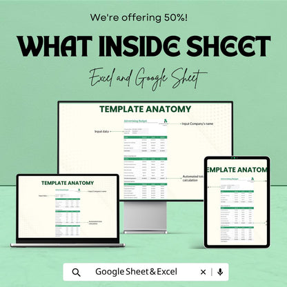 Advertising Budget Template | Marketing Budget Spreadsheet | Ad Spend Tracker | Excel & Google Sheets