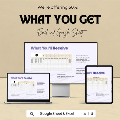 Interview Rounds Tracker Template | Recruitment Pipeline Tracker | Hiring Process Sheet | Candidate Tracking Tool | HR Hiring Dashboard