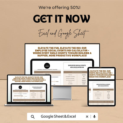 Employee Social Events ROI Calculator HR Template | Excel & Google Sheets HR Analytics | Event Rol and Engagement Tracker
