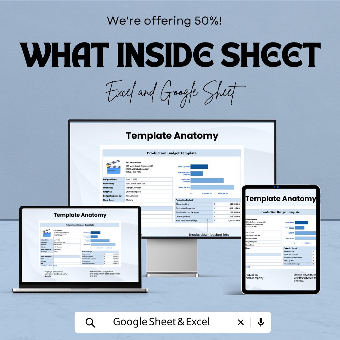 Production Budget Template | Film Budget Spreadsheet | Video Production Budget Planner | Movie Budget Template
