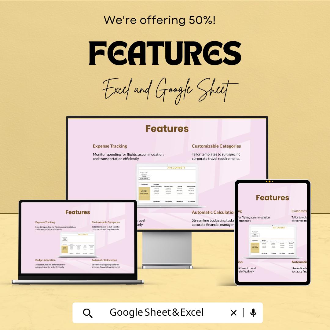 Corporate Travel Budget Template | Excel & Google Sheets Business Expense Tracker | Company Travel Budget Planner | Editable Spreadsheet