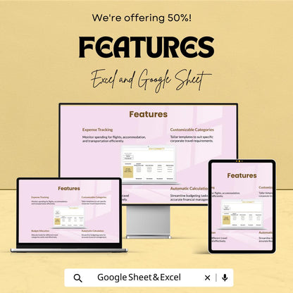 Corporate Travel Budget Template | Excel & Google Sheets Business Expense Tracker | Company Travel Budget Planner | Editable Spreadsheet