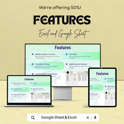 Training Tracker Template, HR Training Log, Employee Training Spreadsheet, Course Completion Tracker, Excel & Google Sheets HR Tool