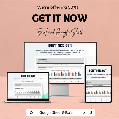 Forecast Product Template | Sales & Demand Forecast Spreadsheet | Inventory Planning Tool | Excel andGoogle Sheets