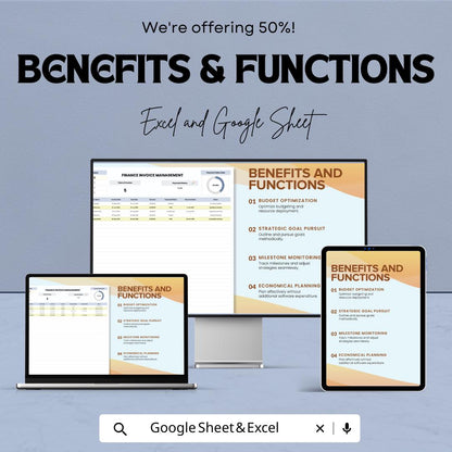 Finance Invoice Management Template | Invoice Tracker Spreadsheet | Payment Status Log | Automated Calculations | Business Finance Template