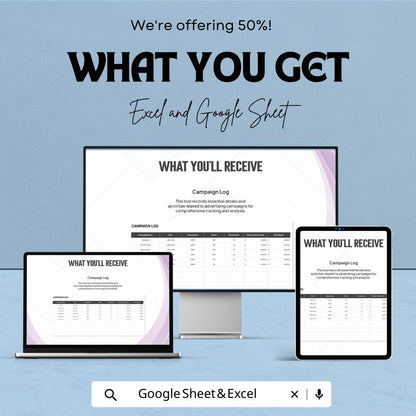 Advertising Campaign ROI Tracker Template, Marketing ROI Spreadsheet, Ad Performance Tracker Excel, Campaign ROI Calculator