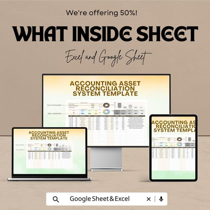 Accounting Asset Reconciliation System Template | Automated Asset Tracker | Accounting Spreadsheet | Business Finance Template