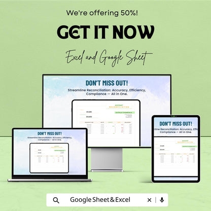 Account Reconciliation System Template | Reconciliation Tracker | Account Matching Tool | Finance Spreadsheet | Transaction Log
