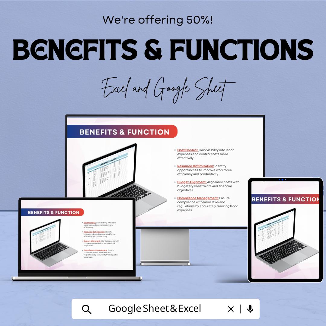 Labor Cost Analysis Template | Excel & Google Sheets | Workforce Cost Tracking Spreadsheet | HR and Payroll Dashboard