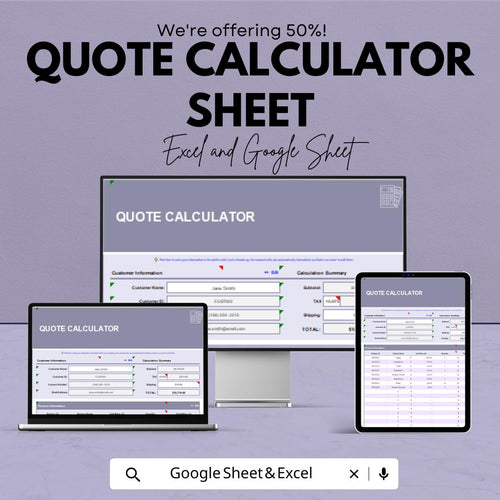 Quote Calculator Template | Google Sheets & Excel | Instant Download | Pricing Estimator | Business Quotation Tool