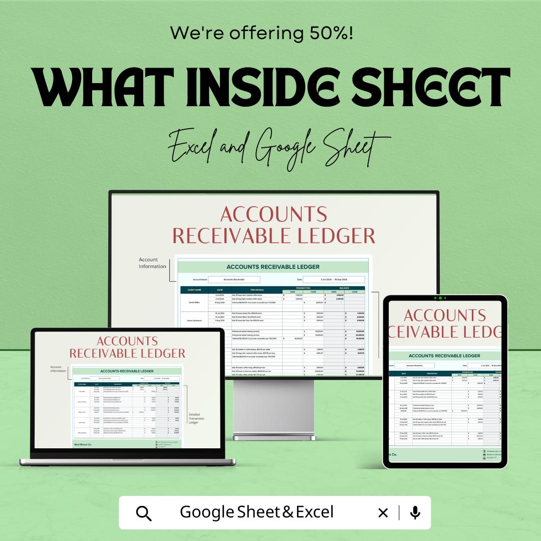 Accounts Receivable Ledger Sheet | Excel & Google Sheets | Customer Payment Tracker