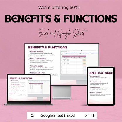 Event Schedule Template | Event Planning Spreadsheet | Google Sheets Event Planner | Excel Event Management Template |
