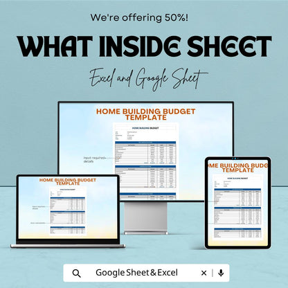 Home Building Budget Template | Construction Budget Planner Excel & Google Sheets | House Build Cost Tracker | Building Expense Spreadsheet