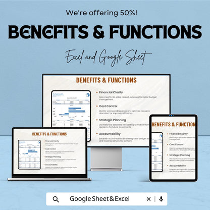 Sales Budget Template | Excel and Google Sheets Sales Forecasting Tool | Expense Tracking and Profit Analysis | Business Budget Planner