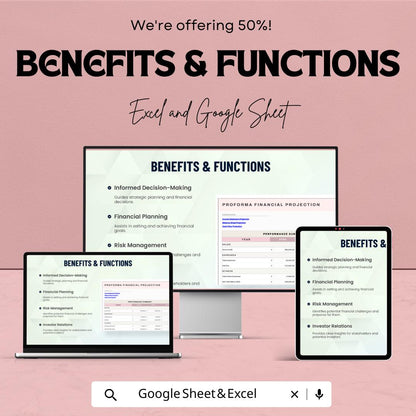 Proforma Financial Projection Template | Business Forecasting Sheet | Startup Financial Model | Revenue and Expense Forecast