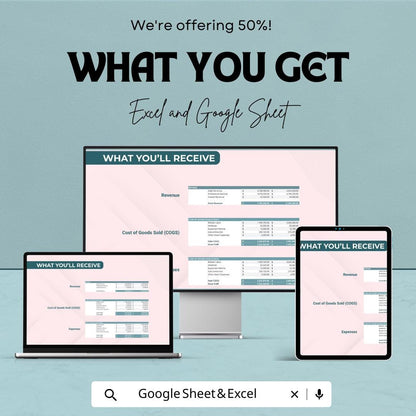 Annual Profit and Loss Template | Financial Statement | Income and Expense Tracker | Business Accounting Spreadsheet | P&L Report Template