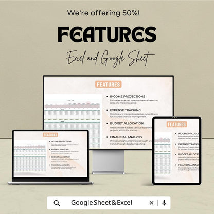 Startup Budget Forecast Spreadsheet | Google Sheets & Excel Template | Business Budget Planner | Expense Tracker | Financial Forecast Tool