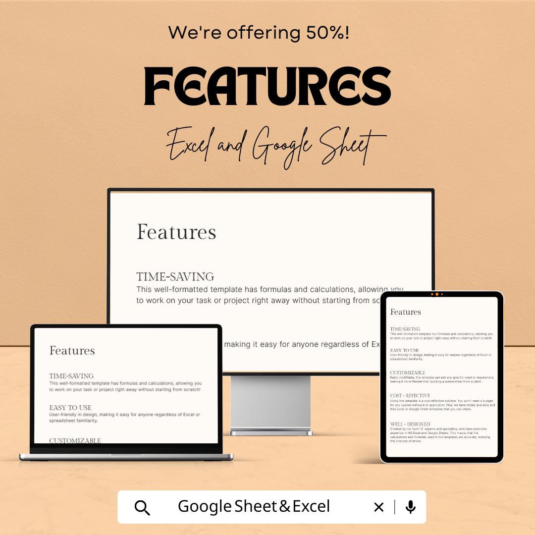 Business Price Quotation Sheet – Customizable Excel and Google Sheets Template for Pricing & Invoicing – 50% OFF