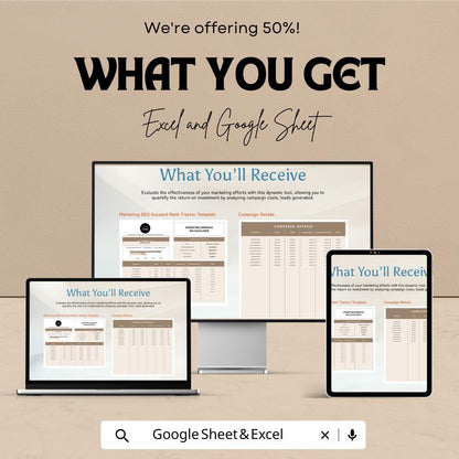 Marketing Campaign ROI Calculator Template | Marketing ROI Tracker | Campaign Analysis Spreadsheet | Marketing KPI Tracker