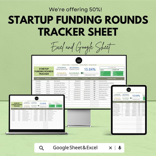 Startup Funding Rounds Tracker Sheet | Excel & Google Sheets Template | Funding Progress Tracker | Startup Investment Tracker |