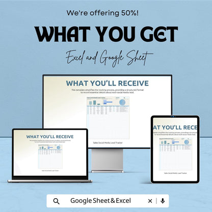 Sales Social Media Lead Tracker Template | Excel & Google Sheets | Lead Management Tracker | Social Media Lead Log | Lead Source Tracker |