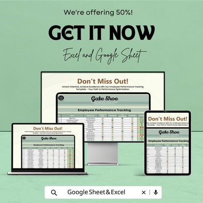 Employee Performance Tracker Template | Staff Performance Review Spreadsheet | HR Performance Evaluation Sheet |  Employee Tracker