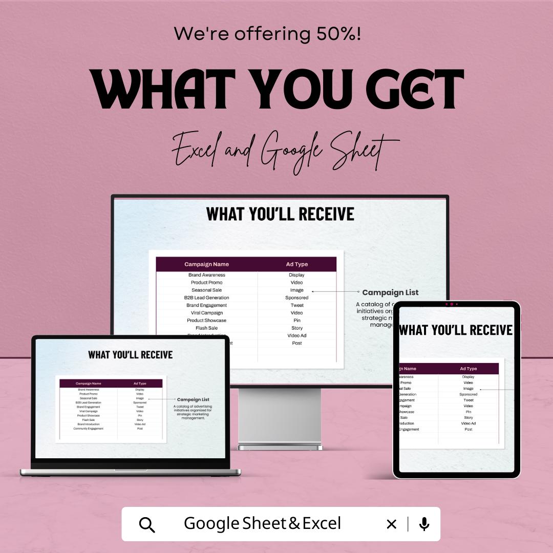 Advertising Online Ad Spend Budget Template, Ad Budget Spreadsheet, Online Advertising Cost Tracker, Marketing Budget Planner