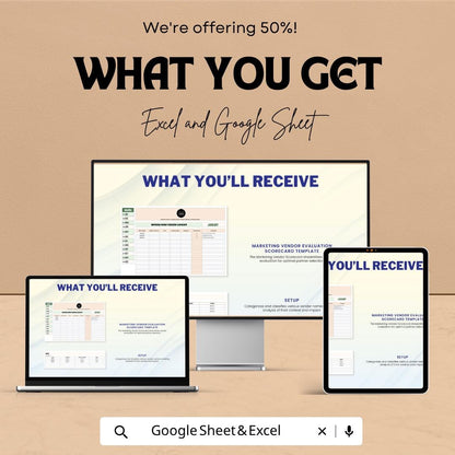 Marketing Vendor Evaluation Template | Vendor Scorecard Spreadsheet | Supplier Evaluation Matrix | Vendor Comparison Sheet