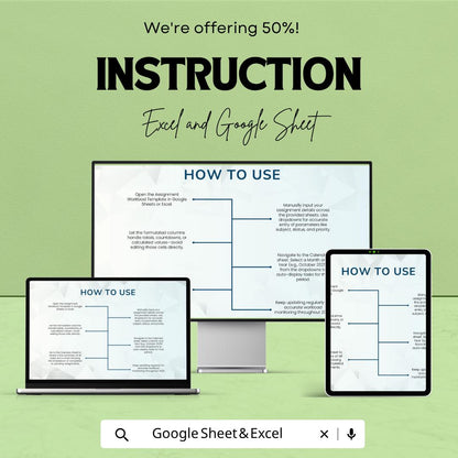 Assignment Workload Template Excel | Assignment Dashboard | Homework Tracker | Study Planner Spreadsheet | Academic Organizer