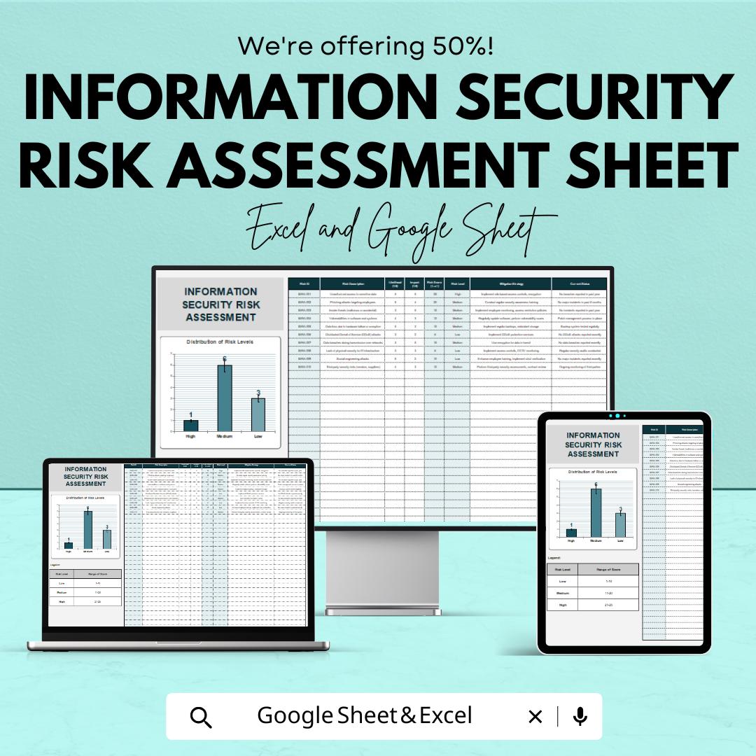 Information Security Risk Assessment Sheet - Excel and Google Sheet Template for Risk Evaluation | Cybersecurity Assessment & Mitigation