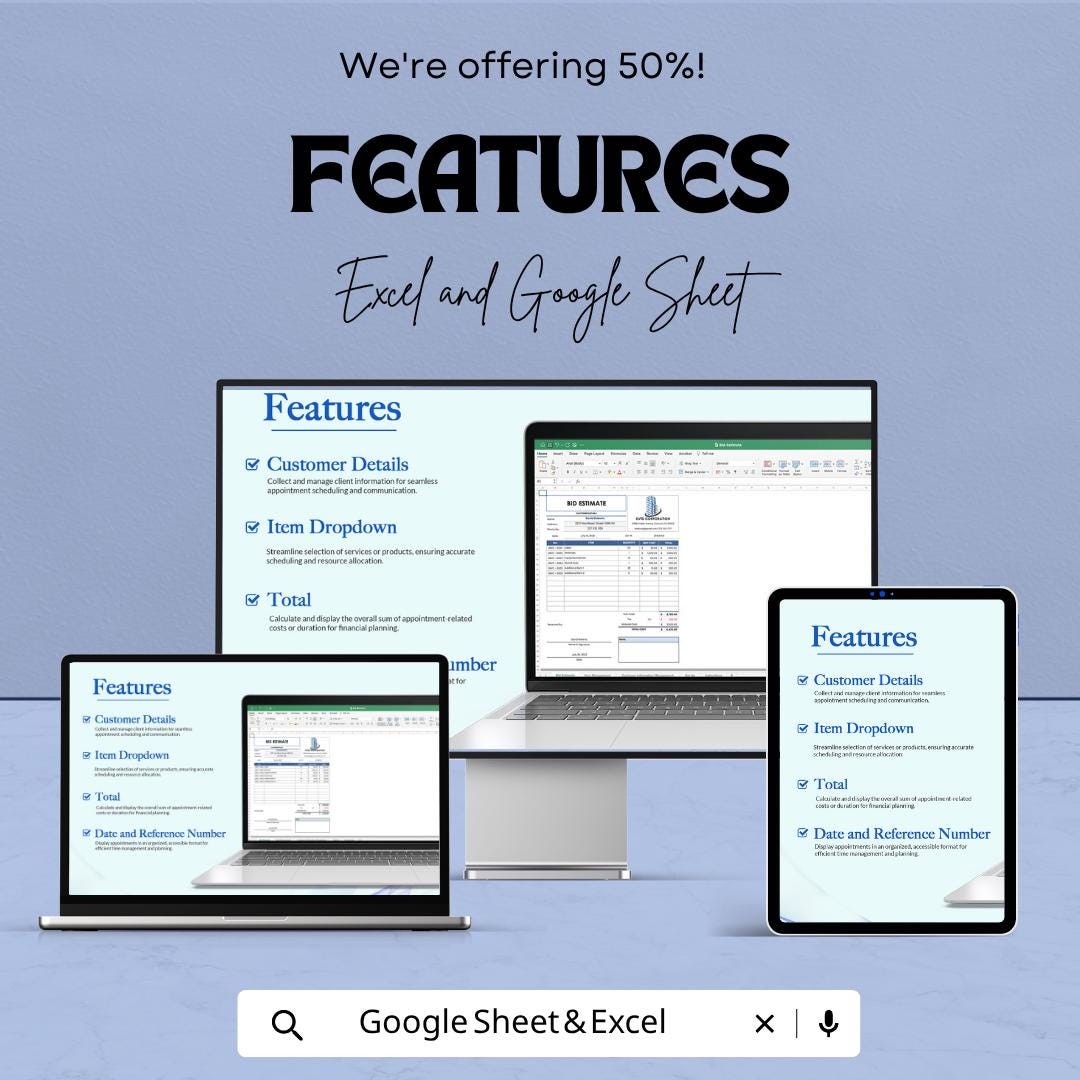 Government Construction Bid Template | Construction Bid Spreadsheet | Contractor Bid Proposal Template | Excel & Google Sheets |