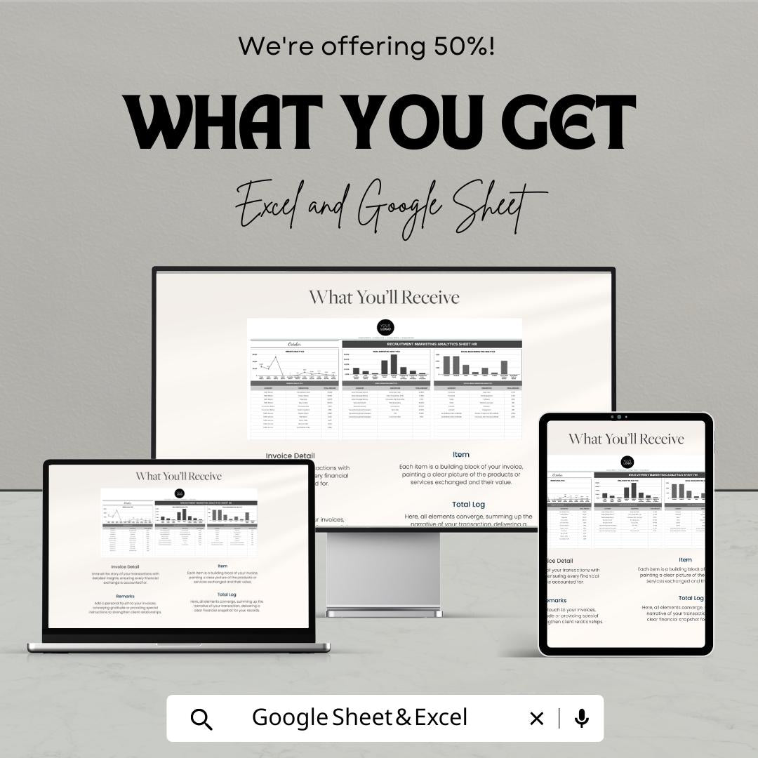 Recruitment Marketing Analytics Sheet HR Template | HR Dashboard Excel Google Sheet | Recruitment KPI Tracker | Recruitment Metrics Template