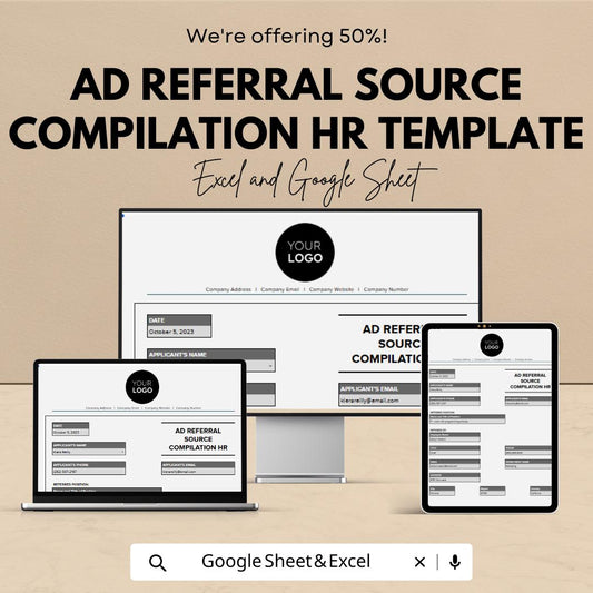Ad Referral Source Compilation HR Template |  Recruitment Tracker | Employee Referral Form | Applicant Management Spreadsheet