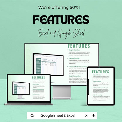 Sales Collateral Budget Planner Sheet – Excel and Google Sheets | Sales Budget Tracker | Marketing Budget Allocation & Expense Management