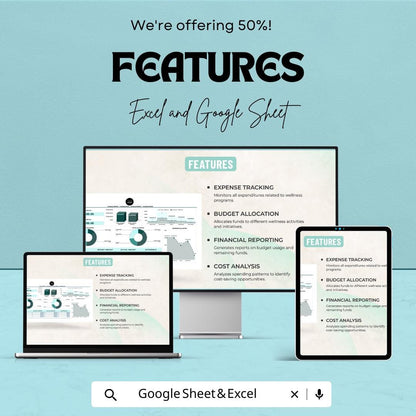 Employee Wellness Budget Management Sheet - Excel and Google Sheet | Track Wellness Program Budget & Expenses | Monthly Budget Tracker |