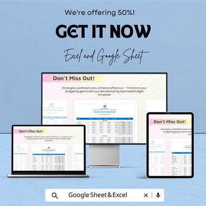 Manufacturing Overhead Budget Sheet Excel and Google Sheets | Factory Cost Tracking & Indirect Expense Planner